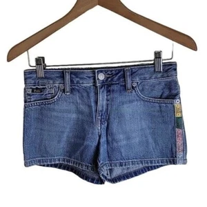 Polo Ralph Lauren Girl's size 14 Denim Shorts Blue Logo Panels - Picture 1 of 6