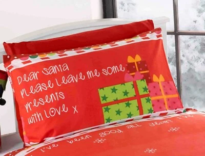 RAPPORT CHRISTMAS Duvet Cover Set - Toddler Bed Size - DEAR SANTA - PRESENTS - REINDEER