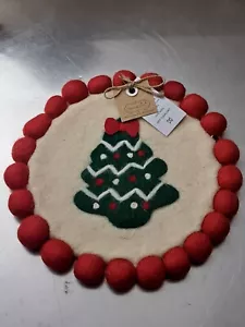 clearance closeout! Mudpie Felted Trivet Christmas Tree Hot Pad Gift - Picture 1 of 3