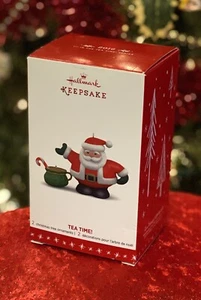 2016 Hallmark TEA TIME! Ornament #1 SANTA CLAUS Teapot & Tea cup Set of 2 - Picture 1 of 5