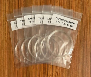 6 Tapered Fly Line Leaders w/ Perfection Loop, 9' 0X 11 lb, Fly Fishing - Picture 1 of 1