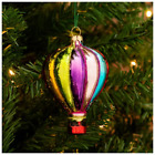Rainbow Hot Air Balloon Glass Ornament by Robert Stanley 4"