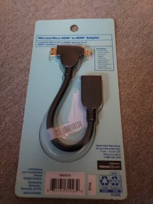 Adaptador Mini y Micro HDMI a HDMI funciona con GoPro TVs Videocámaras Cámaras de tablero NUEVO Foto 1 de 2