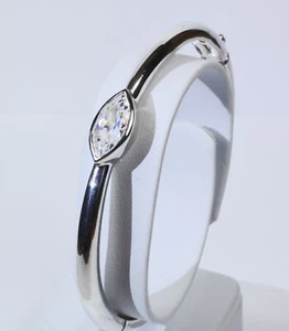 Beautiful Hallmarked Silver Crystal Set Hinged Bracelet ~ Very Pretty cz - Picture 1 of 4
