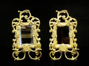 Pair of French wall sconces with 2 lights, in finely chiseled polish brass.14X8 - Picture 1 of 11