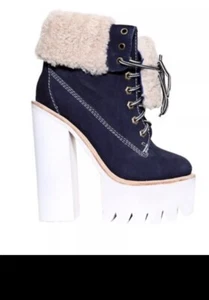 stivali jeffrey campbell, nabuk navy, platform taglia 5/38 - Foto 1 di 1