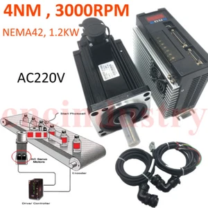 3pc 1.2KW Servo Motor Driver 4NM 220V Motor 3000RPM+Servo Driver & 3M Cable Kit - Picture 1 of 12