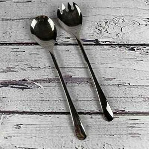 Silverplate Vintage Serving Utensils Set of 2 Spoon & Spork Made in Italy - Picture 1 of 19