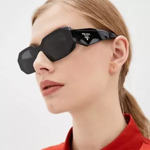 PRADA PR 17WS 1AB5SO Black Dark Grey Lens UNISEX Sunglasses AUTHENTIC NEW - Picture 1 of 12