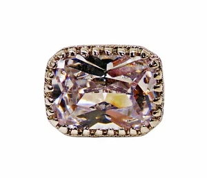 Large clear rectangle cubic zirconia stone ring in wide band setting Size 7 NEW - Picture 1 of 11
