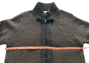Maglione italiano cardigan marrone jacquard lana cardigan manica 3/4 donna taglia M - Foto 1 di 11