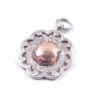 Antigua medalla Albert Fob de 1927 de plata de ley 925 Rosę Gołd frontal 4,7 g - Imagen 1 de 7