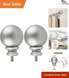 2 Premium Silver Polyresin Curtain Rod Finials - Universal - 3.5"l x 2.65"w - Picture 1 of 8