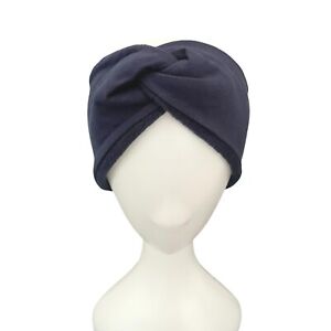 Navy Blue Warm Winter Headband Fleece Lined Soft Chunky Cozy Cotton Ear Warmer