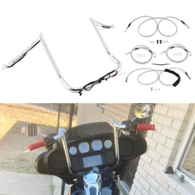 14英寸预接线Meathook车把电缆套件适用于Harley 17-20 FLHTK FLHTCU带ABS — 第 1/4 张图片