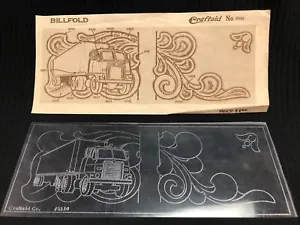 Craftaid Leather Carving Design Template Billfold Wallet Semi Truck RARE - Picture 1 of 3