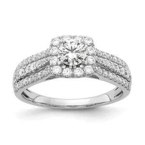 10K White Gold 1Ct Lab Grown Diamond Halo Engagement Ring for Women Size 7 - Picture 1 of 7
