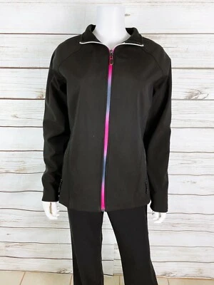 Ideology Womens Track Jacket Size M Black Full Zip Long Sleeve Front Pockets — 第 1/4 张图片