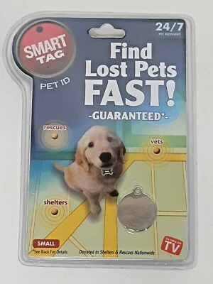 As Seen on TV! Find Lost Pets Fast! Smart Tag Small Heart Pet ID eAlert Service  - Image 1 of 4