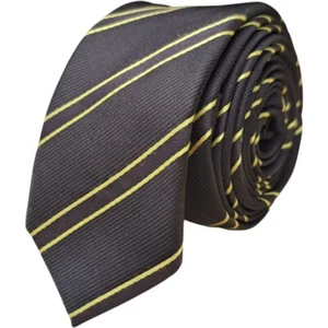 Corbata para hombre F&F gris oscuro - rayas amarillas ULTRA DELGADA - Imagen 1 de 7