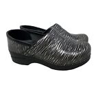 Dansko Shoes Womens 36 Professional Slip On Comfort Wedge Clogs Silver Leather