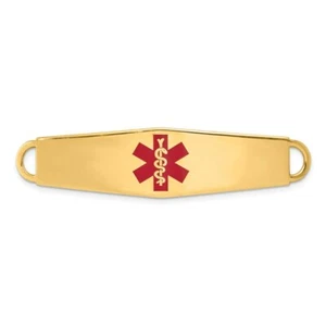 Real 14kt Yellow Gold Red Enamel Medical Jewelry ID Plate - Picture 1 of 6
