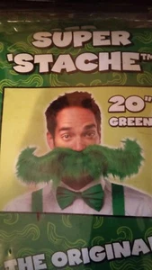 20" GREEN ORIGINAL BENDABLE MUSTACHE Saint PATRICK/MARDI GRAS  NEW! - Picture 1 of 6