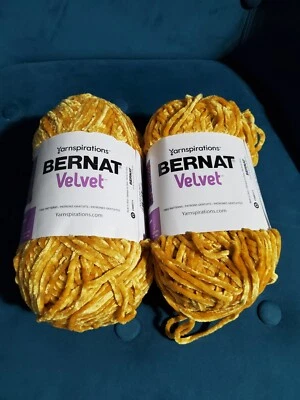 Lot of 2 Bernat Velvet Yarn: Golden Moss #32039, Yellow, 10.5oz 315yds Ea - Image 1 of 4