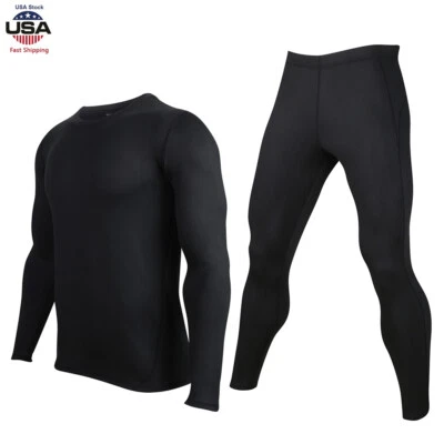 Hombres Invierno Vellón Ropa Interior Conjunto Capa Base Motocicleta Esquí Cálido Camisas Long Johns Foto 1 de 4