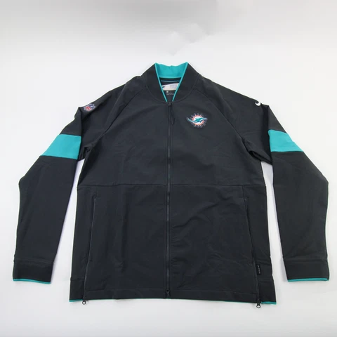 Miami Dolphins Nike NFL On Field Apparel Jacket Men's Dark Gray/Aqua Used Cover