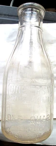 VINTAGE 5c UNIVERSAL STORE BOTTLE, 1 QUART LIQUID, CLEAR 24 SIDED MILK, USED - Picture 1 of 6