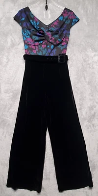 Jersey para mujer J Peterman 0 floral terciopelo mezcla seda cinturón fiesta noche salida Foto 1 de 4