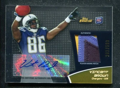 2011 Finest Jumbo Jersey Autographs Vincent Brown RC 281/599 San Diego Chargers - Image 1 of 2