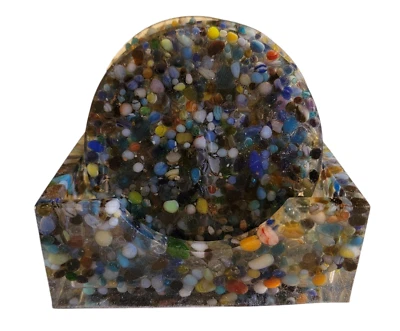 Juego de 4 posavasos multicolor mezcla de cuentas de vidrio con soporte de resina Foto 1 de 4