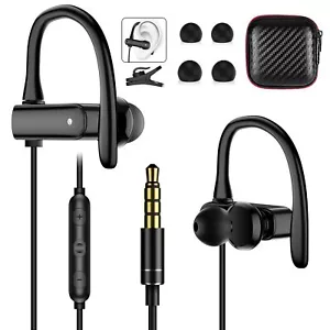 3,5 mm Kopfhörer kabelgebunden mit Mikrofon, Over Ear Haken Buds zum Umwickeln Sport... - Bild 1 von 7