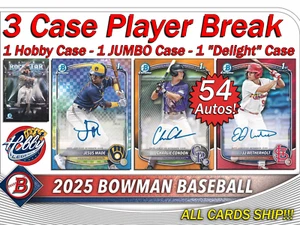 Konnor Griffin PIT 2025 BOWMAN BASEBALL 3 CASE (26 Box) Player Break #11 - Picture 1 of 10