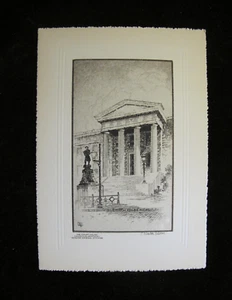 VINTAGE ORIGINAL ETCHING: C WINSTON HABERER. LOUISVILLE, KENTUCKY. COURT HOUSE - Picture 1 of 2
