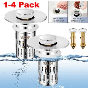 Universal Bathroom Sink Stopper Drain Strainer Pop Up Drain Stopper Stainless US - Picture 1 of 12
