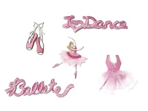Ballerina Tanz bestickt Applikation Patch Set rosa Ballettschuhe Herz Tänzerin - Bild 1 von 10