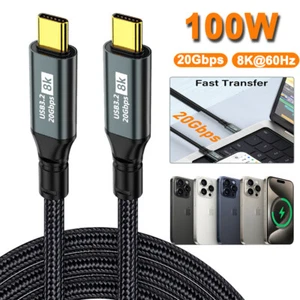 0.5M-3M 100W USB3.2 Type C Fast Charging Cord Data Cable For iPhone 15 Samsung - Picture 1 of 13