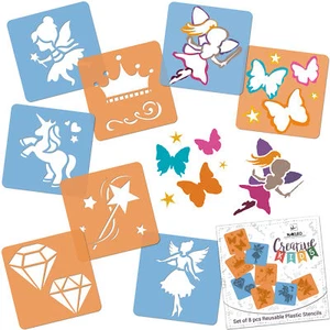 8 Stück Zeichenschablonen für Kinder / 15x15cm / FEEN - SAGEN / Malen - Bild 1 von 2