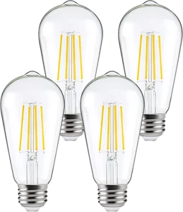 ST64 LED Dusk to Dawn Bulb 6W 60W Eq 2700K Warm White E26 Auto On/Off 4Pc - Picture 1 of 12