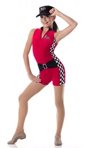 Finish Line Biketard Adult X-Large New Tap Dance Costume Boy Shorts Racing Team - Picture 1 of 3