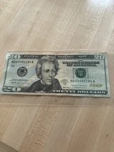 2017 LOW 4 Digit Serial Number $20 Twenty Dollar Bill Note 00004184 Circulated - Picture 1 of 2
