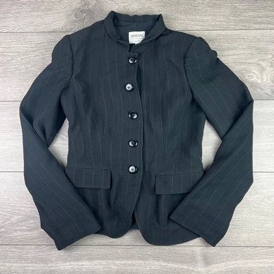 Chaqueta Blazer Mujer Armani Collezioni Negra Abotonada Rayas Talla 38 XS Foto 1 de 4