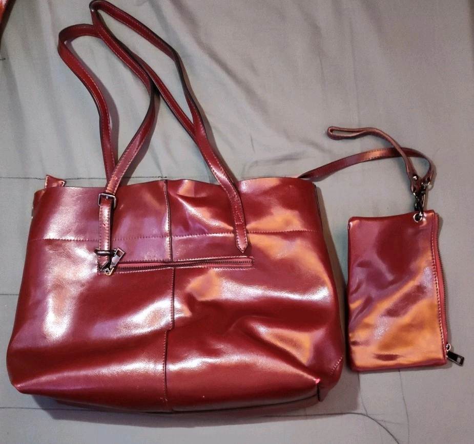 Elle Women's Purse Wallet Combo Red Burgundy Faux Leather - Image 1 of 4