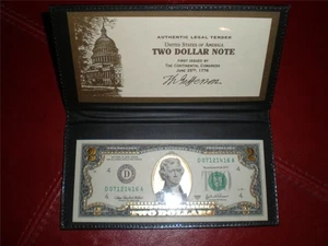 22 Karat Gold Overlaid $2 Bill - Picture 1 of 1