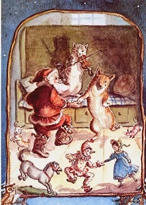 JWP CO 61a SANTA DANCING WITH CORGI Blank / Tasha Tudor #28756 - Picture 1 of 1