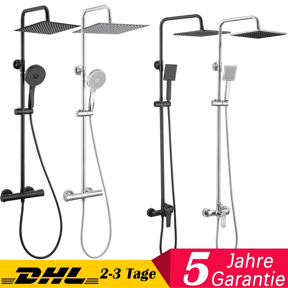 Duschsystem Thermostat Duscharmatur Massage Regendusche Duschset mit Handbrause - Bild 1 von 1