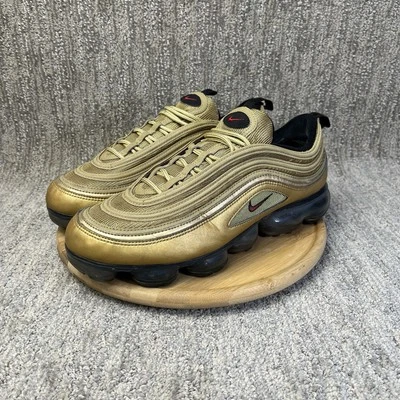 Nike Air Vapormax 97 Shoes Men's Size 11 Metallic Gold AJ7291-700 Used Sneakers - Image 1 of 4